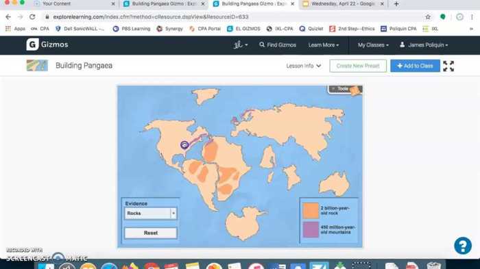 Gizmo answer key building pangaea