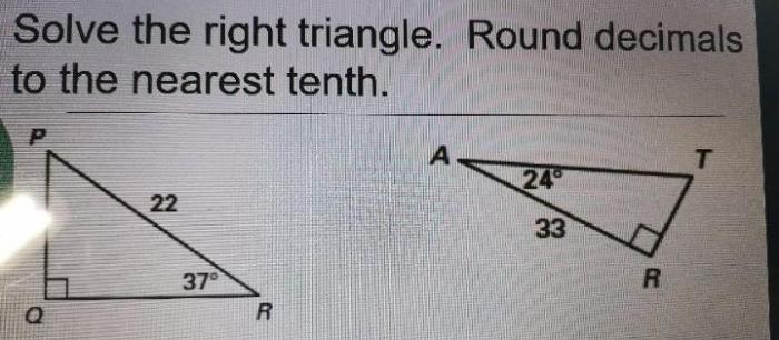 Decimal solve triangle answers tenth nearest mzg mzj hj